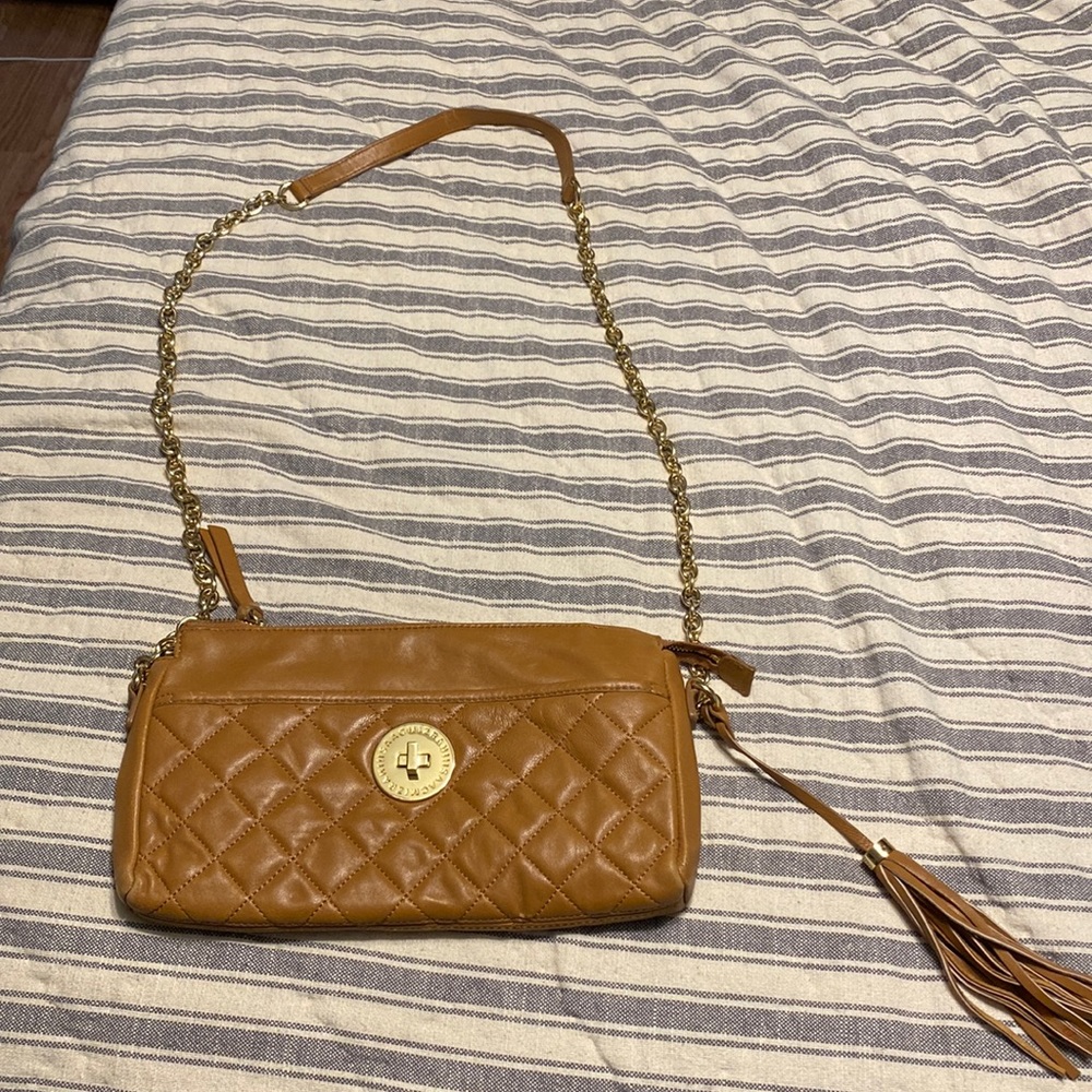 Isaac Mizarahi quilted tan purse